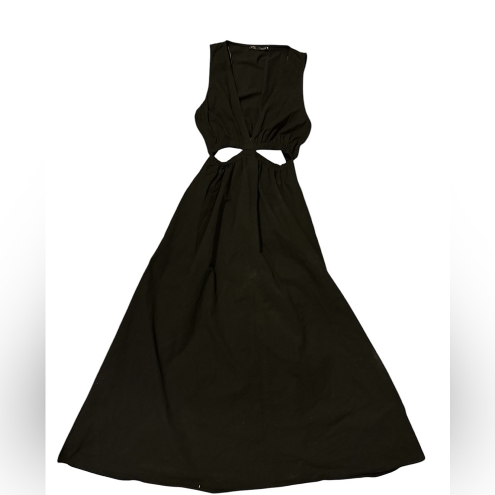 Elegant Black Cotton Zara Sleeveless Dress size S ,long